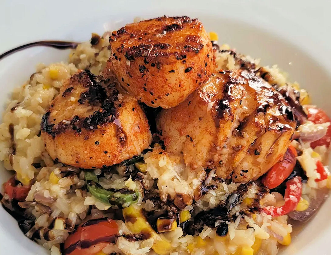 Cooked Outer Banks, NC scallop risotto