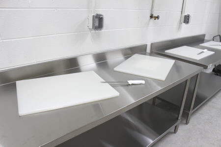 Fresh Catch Seafood filet triming and portioning staion.