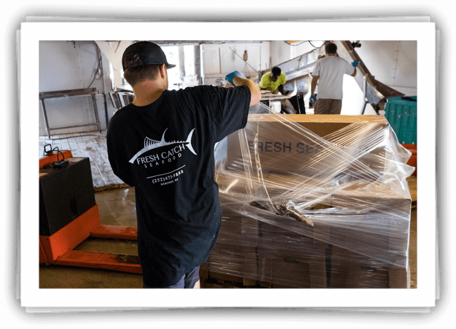 Packaged wholesale seafood ready to be shipped.